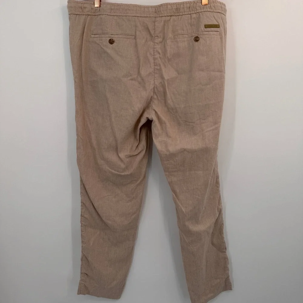 Michael Kors Men XXL Tan Linen Blend Elastic Drawstring Jogger Pants Khaki Beach